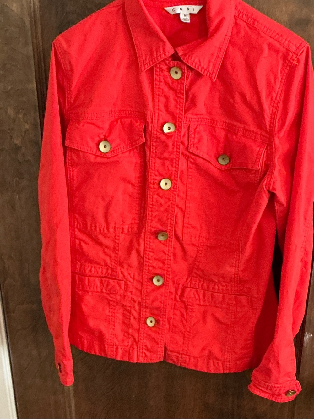 CAbi Bright Red Lightweight Utility Shirt Jacket size medium